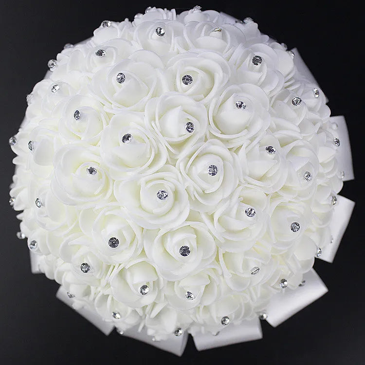 Bridesmaid Wedding Foam flowers White Rose Bridal bouquet