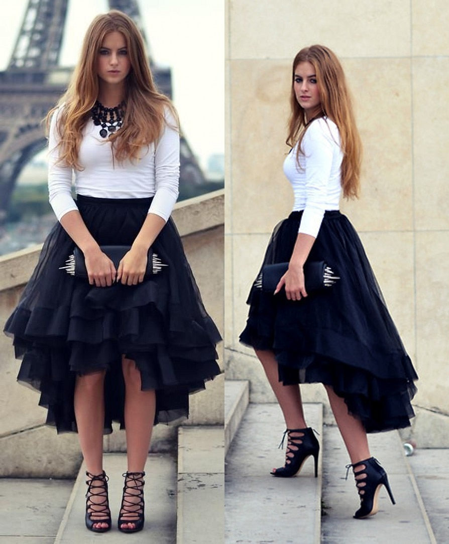 Tutu Skirt Women Fashion Overskirt Petticoat High Low Cake Skirt