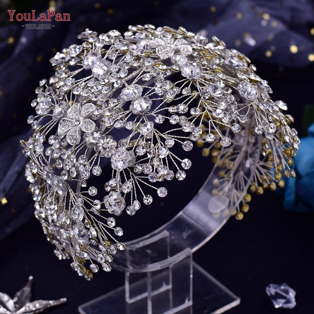 Bridal Tiara Crystal Wedding Crown Hair Accessories Luxury Bride Headdress Alloy Flower Headband Pageant Tiara