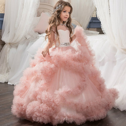 Flower Girl Dresses Kids Pageant Ball Gowns Feathers First Communion Dresses
