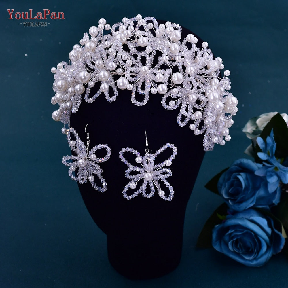 Bridal Tiara Crystal Wedding Crown Hair Accessories Luxury Bride Headdress Alloy Flower Headband Pageant Tiara