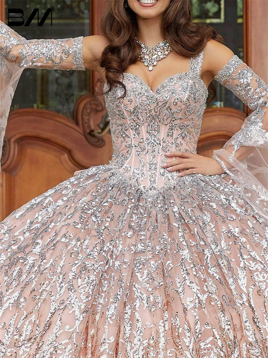 Embellished Basque Quinceanera Dress Appliques Party Dress