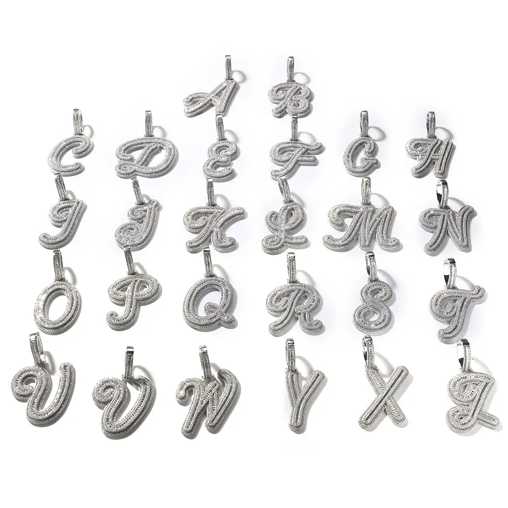 Letter Pendant Iced Out Cubic Zirconia Infinity Chain Necklaces