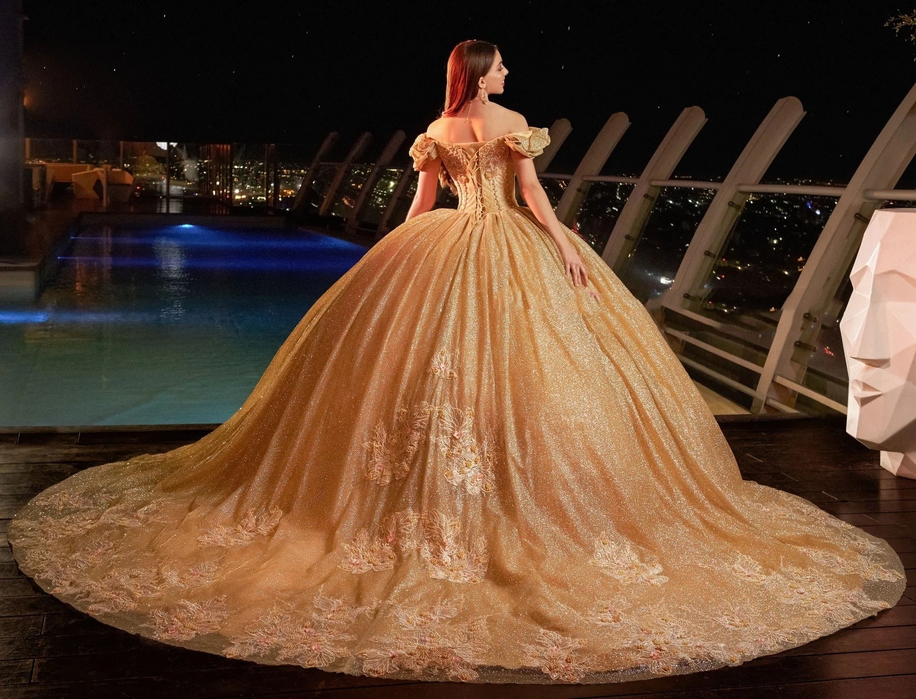 Gold Puffy Quinceanera Dresses