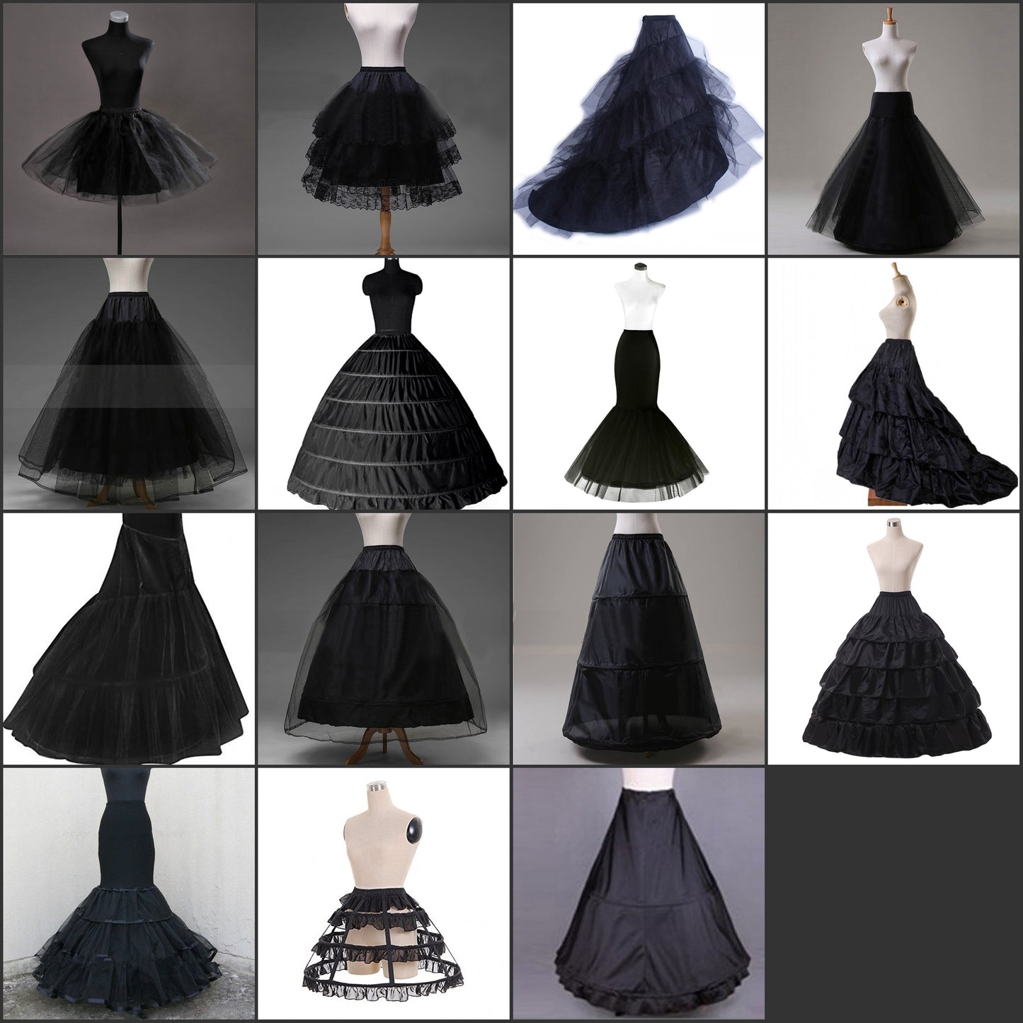 Black Hoop Long Petticoat Crinoline Ball Gown Skirt Underskirt
