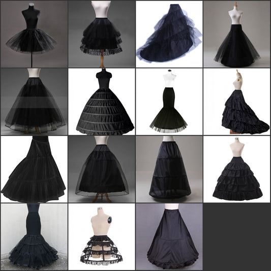 Black Hoop Long Petticoat Crinoline Ball Gown Skirt Underskirt Wedding Accessories