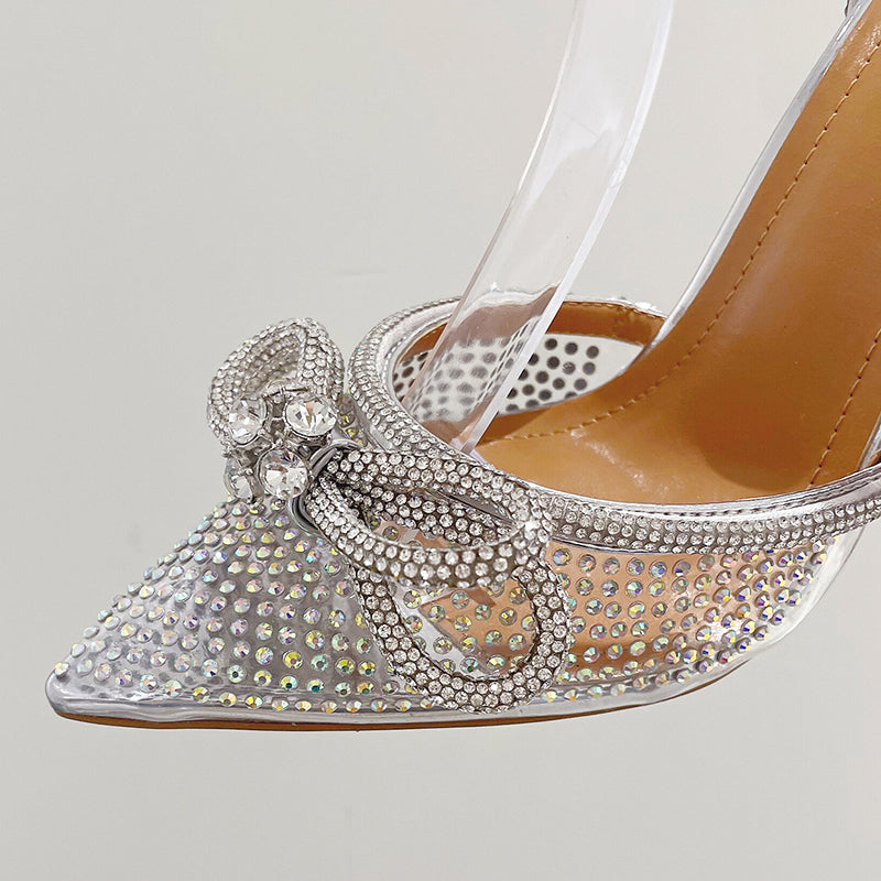 Transparent PVC Women Pumps Butterfly-knot Crystal High Heels