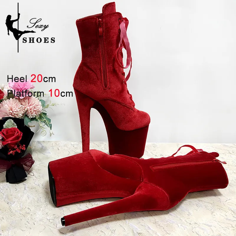 Ankle Boots 20CM Extreme High Heels Platform Round Toe