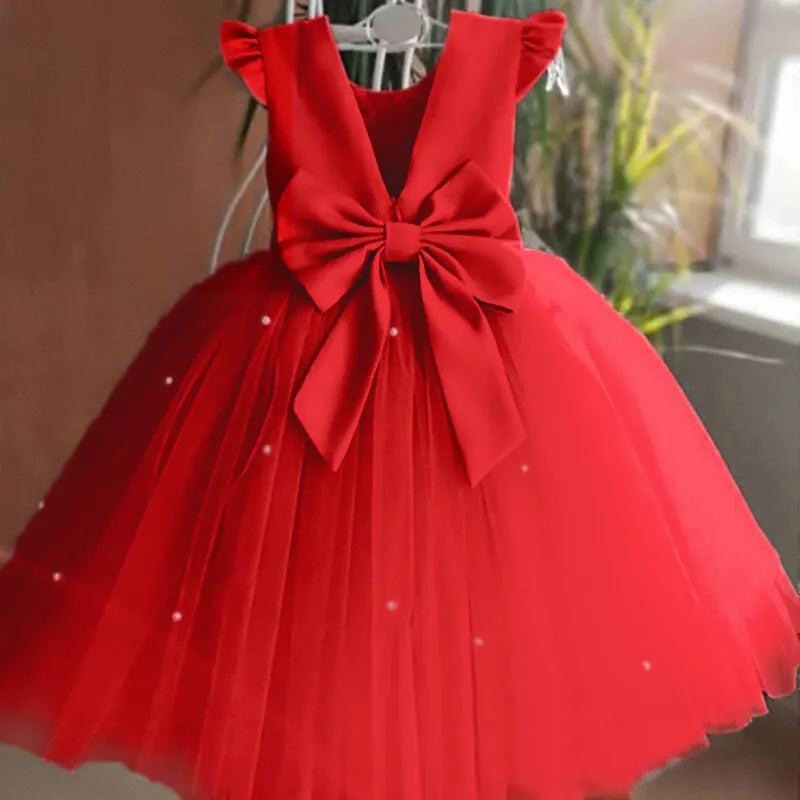 Luxury tulle dress red color