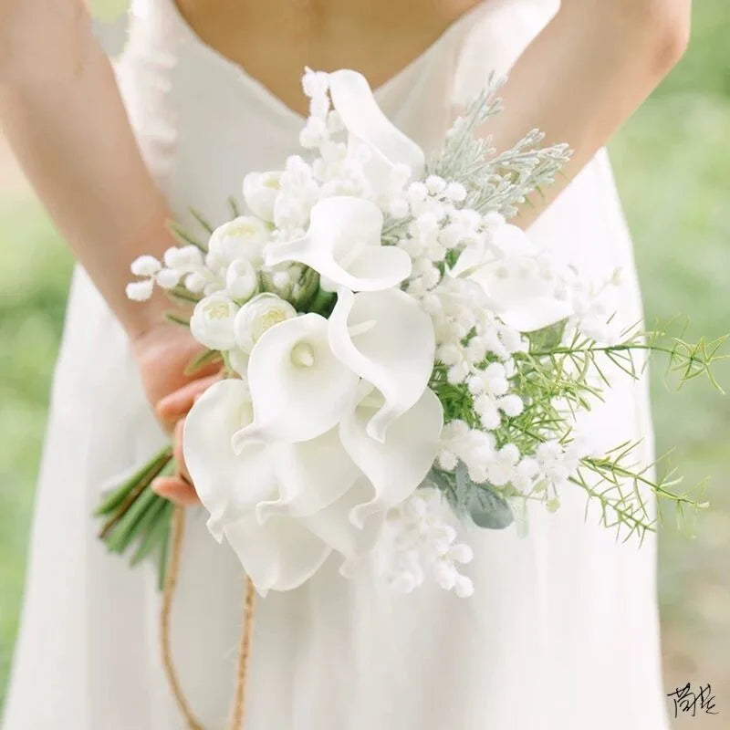 White PU Silk Calla Lily for Bridal Bouquet