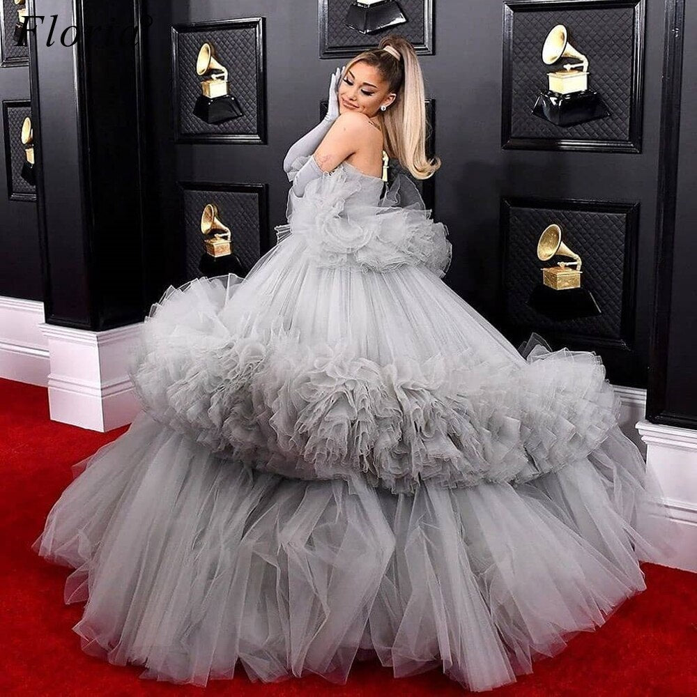 Princess Gray Celebrity Dresses Exotic Red Carpet Runaway Dresses Fashion Gowns Plus Size Available