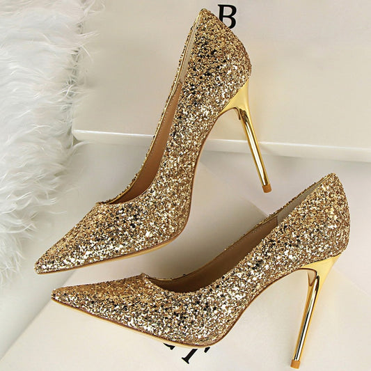 High Heels Sequins Glitter Luxury Designer Pumps Shoes