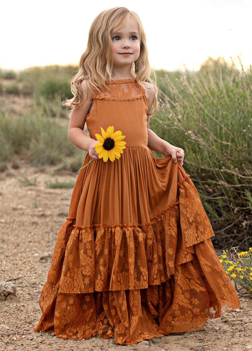 Mustard Yellow Flower Girl Dress