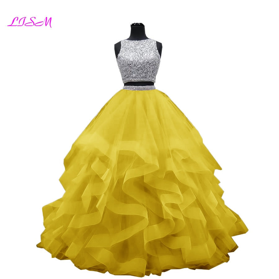 Luxury Crystals Two Pieces Ball Gown Quinceanera Dresses