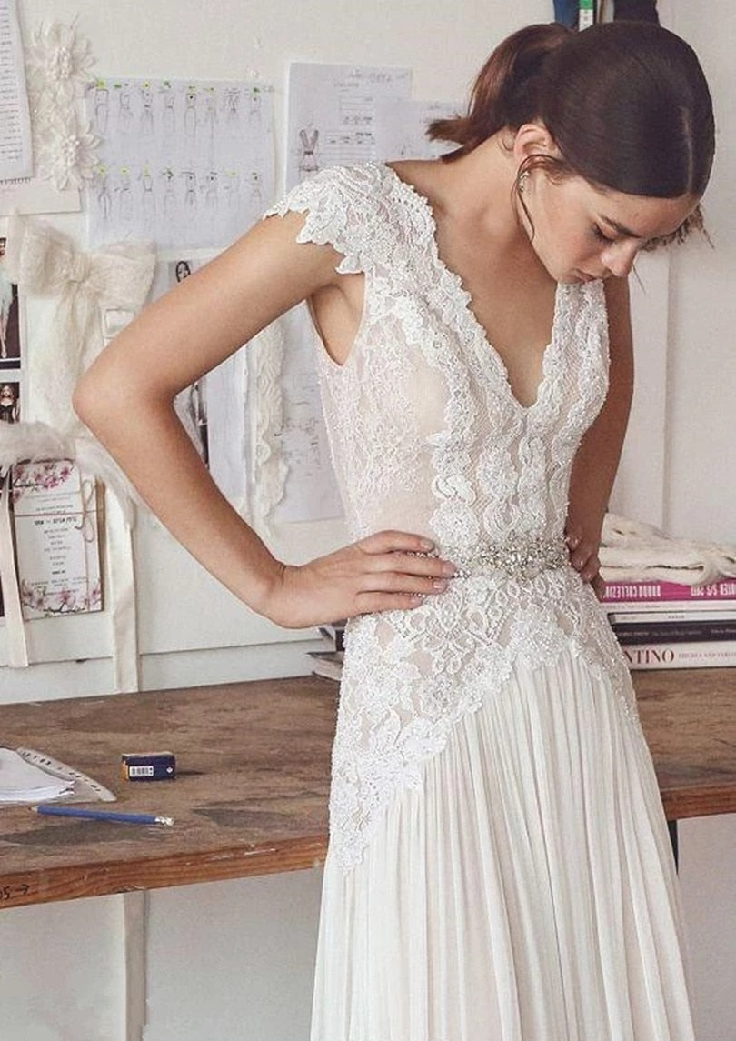 Boho V Neck Wedding Dresses