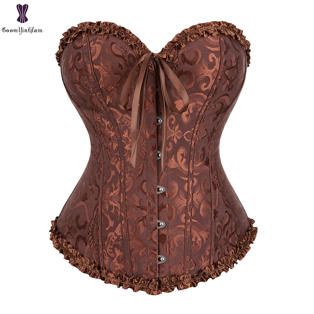 Vintage Pleated Corset Bustier With G String  7 Colors Can Be Chosen Body Shaper Size XS To 6XL
