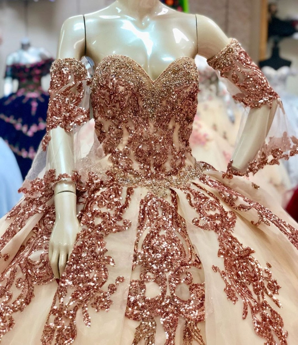 LH Georgia Pink Rose Gold Gown – GlamEdge Dress & Gown