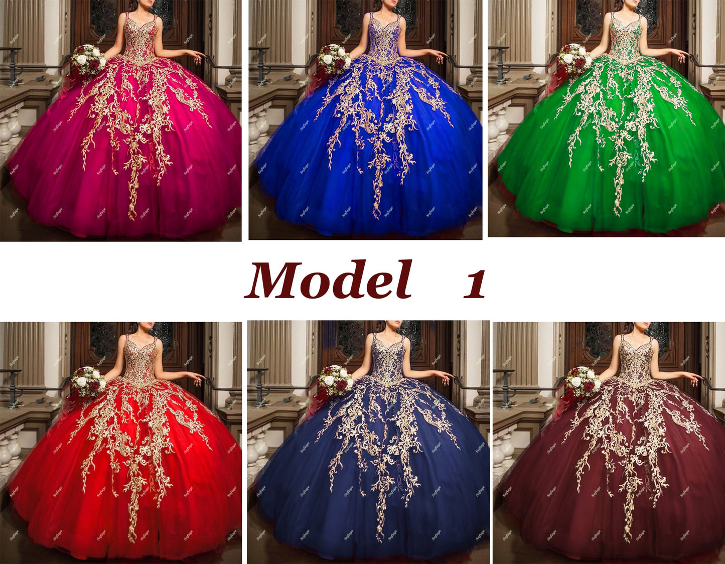 Tulle Appliques Ball Gown Puffy Pleat Quinceanera Dresses Corset Back