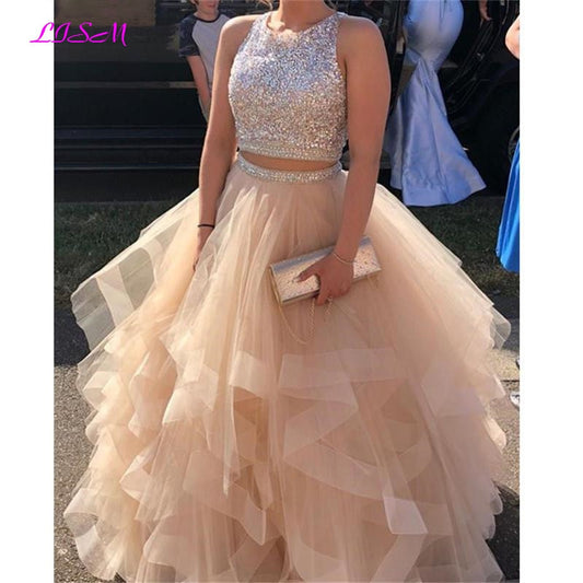 Luxury Crystals Two Pieces Ball Gown Quinceanera Dresses