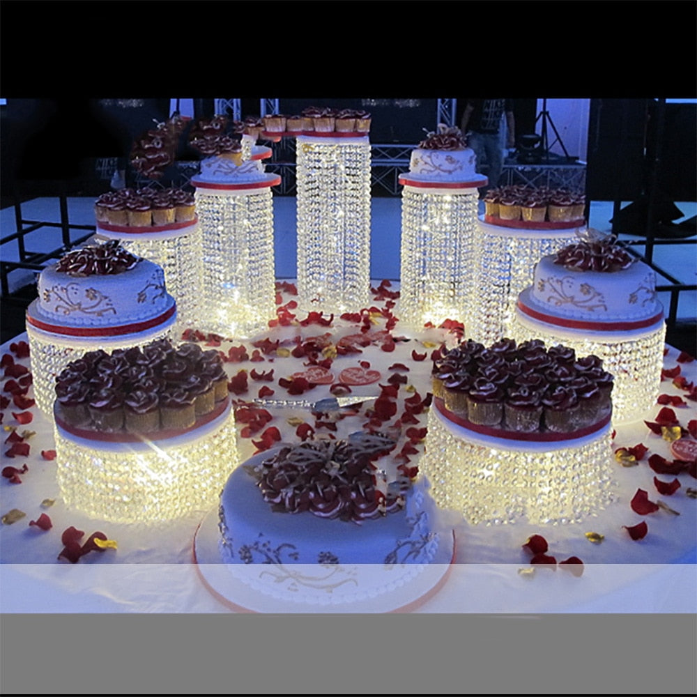 3-9pcs/set Wedding Crystal Tower Acrylic Cake Stand suit
