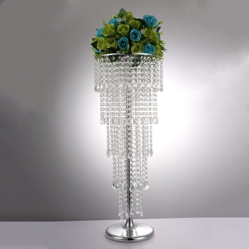 Tall Crystal Wedding Centerpiece Acrylic Flower Stand Chandelier Garlands Wedding Decoration Reception Table Decor