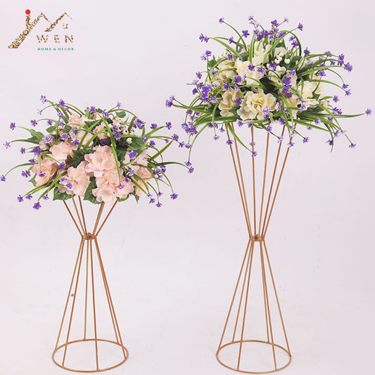 Flower Vases Gold/ White Flower Stands Metal Road Lead Wedding Centerpiece Flowers Rack