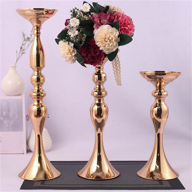 Metal Candle Holders Flowers Vase Centerpieces Road Lead Candelabra