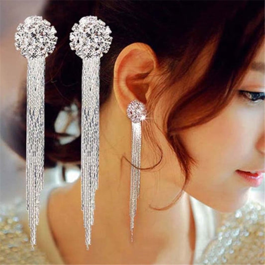 Jewelry Personality Temperament Crystal Tassel Earrings Bridal Earrings