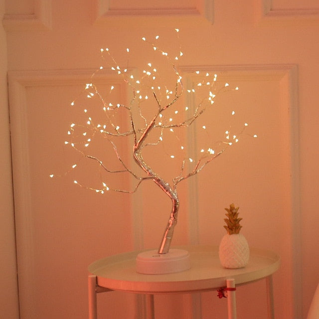 Table-Lamp Copper Wire Fairy Light Tree 108 LED USB 3D