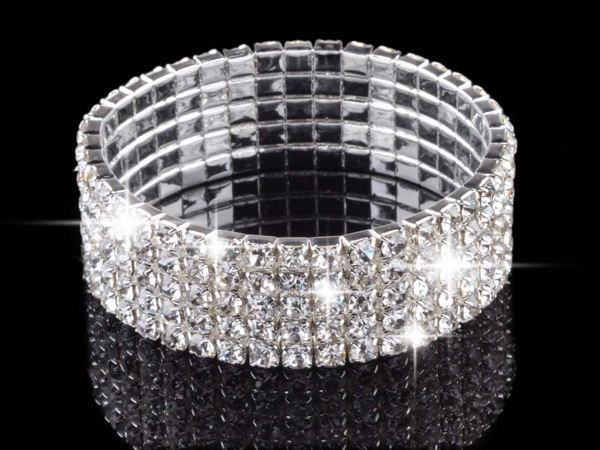 Crystal Rhinestone 4/5/8 Rows Full Crystal Rhinestone Elastic Bracelet