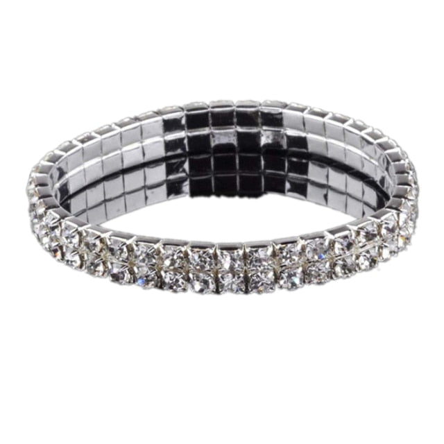 Crystal Rhinestone 4/5/8 Rows Full Crystal Rhinestone Elastic Bracelet