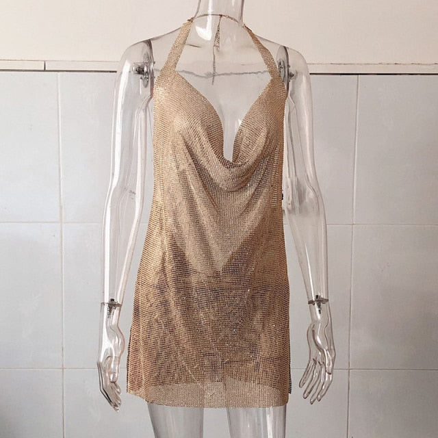 My 21st Birthday Dress Handmade Backless Crystal Metal Mesh Dress