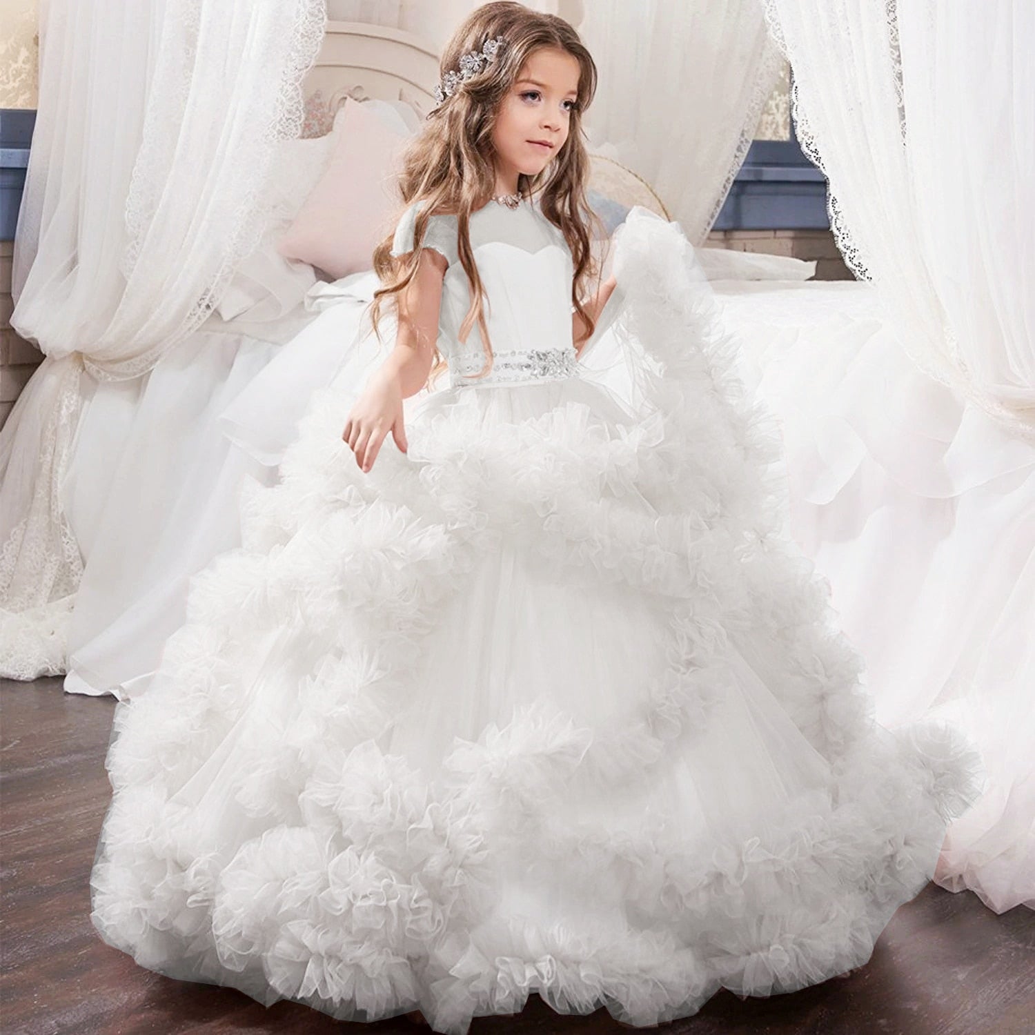 Teen tulle flower girl dress