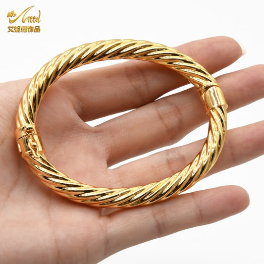 Beautiful 24K Gold Look Copper Bangle Bracelets