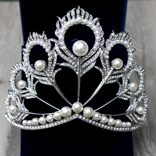 Chic Crystal Tiara Vintage Peacock Bridal Hair Accessories For Wedding Quinceanera