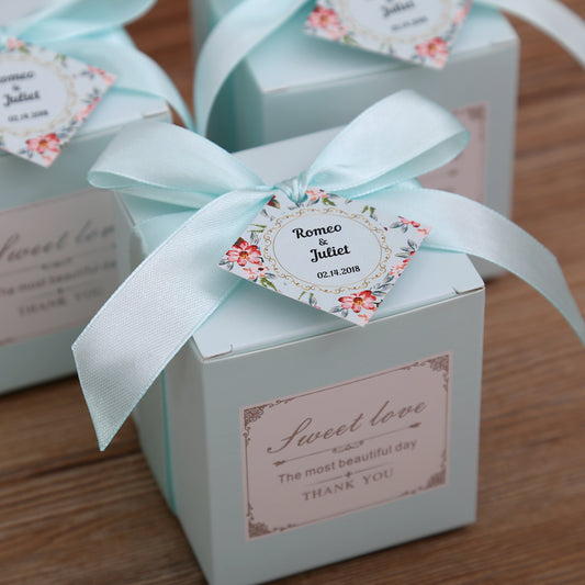 Pink/ Tiffany Blue Birthday Wedding Favor Candy Boxes