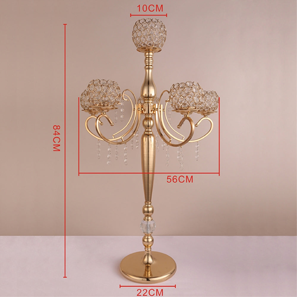 Candelabras Metal Gold Crystal Pendants 84 cm Tall 5-arms Centerpiece 10 PCS/ Lot - Make Me Elegant