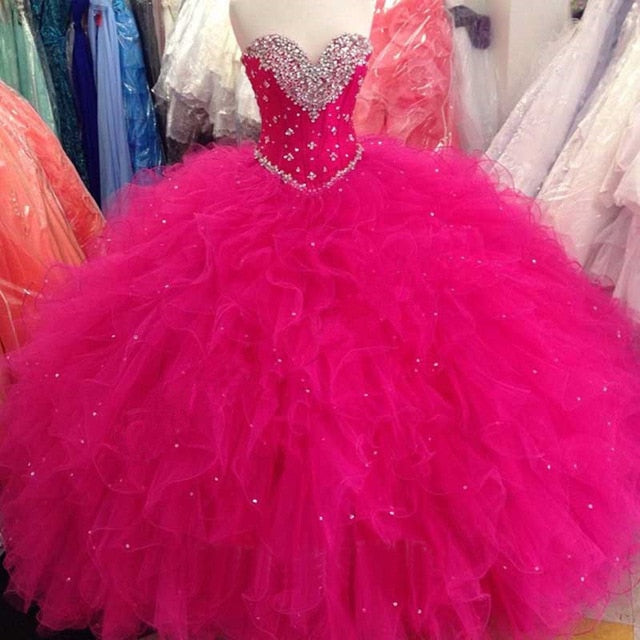 pink Purple Quinceanera Dresses Ball Gown Beaded Sweet 16 Dresses