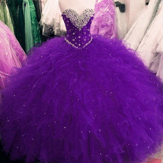 purple Purple Quinceanera Dresses Ball Gown Beaded Sweet 16 Dresses